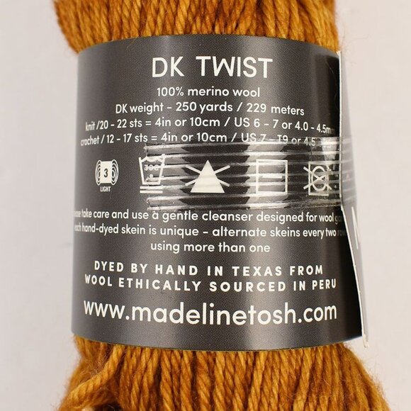 MadelineTosh DK Twist Hand Dyed Yarn 100% Merino Wool 250 Yds Glazed Pecan - Picture 3 of 3